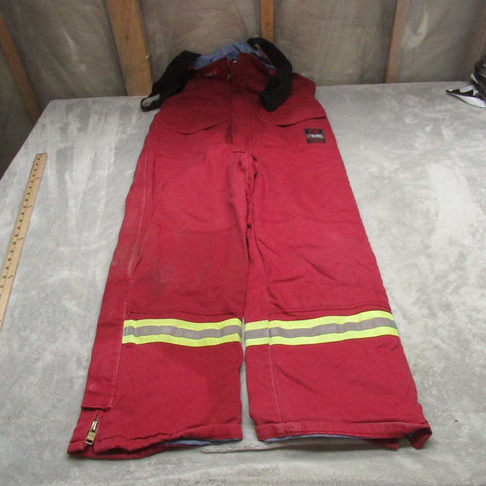 Actionwear FR Bib Men XL Red Flame Resistant Overall Work‎ 27" Inseam Cold Zip